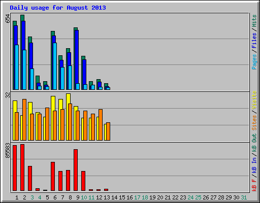 Daily usage for August 2013