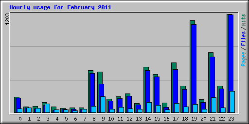 Hourly usage for February 2011