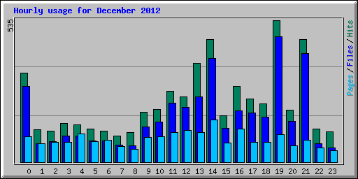 Hourly usage for December 2012