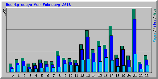 Hourly usage for February 2013